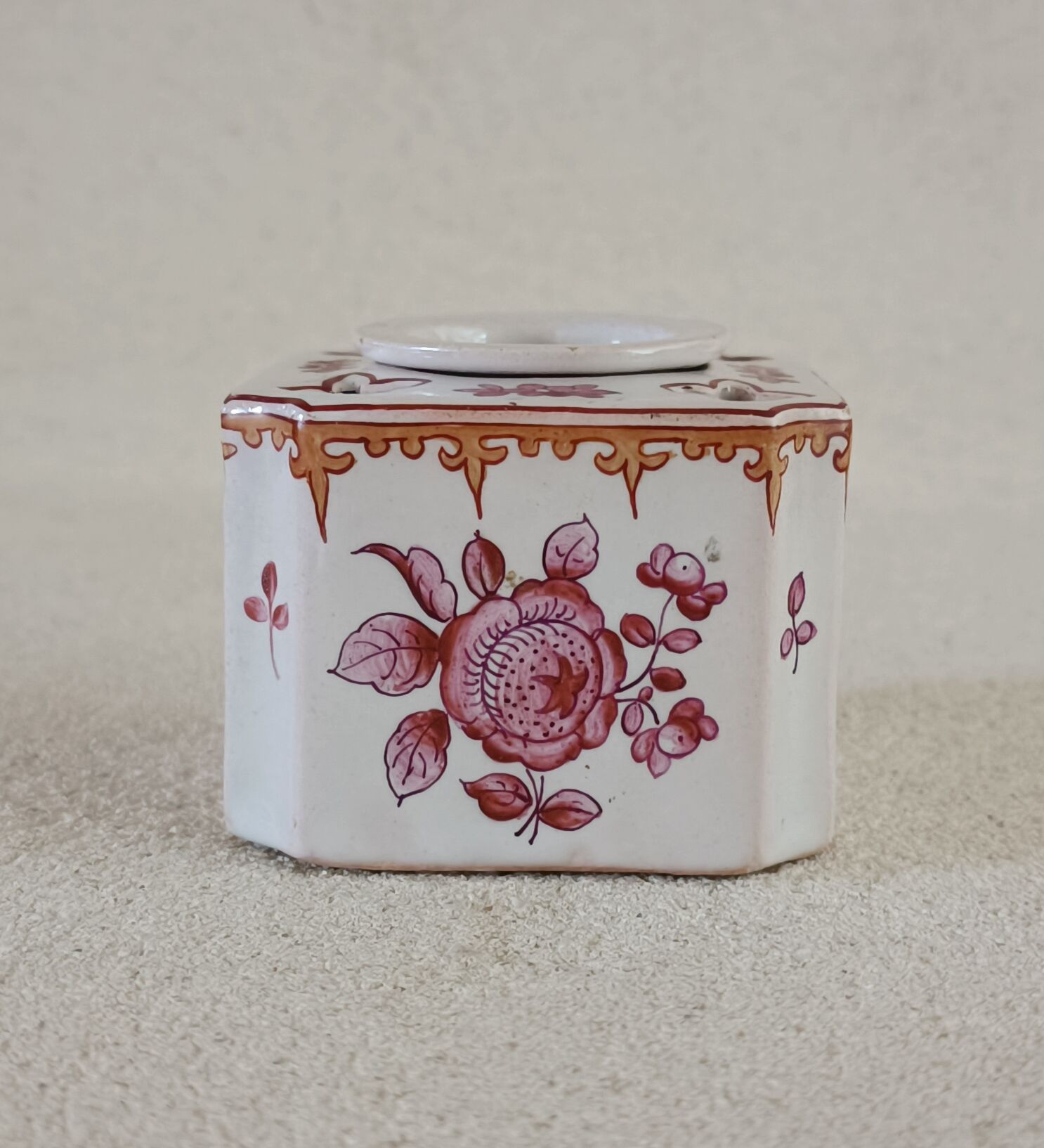 Earthenware inkwell signed Perrier fils