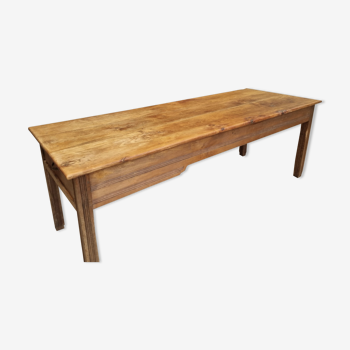 Solid oak farmhouse table, a drawer, vintage, early twentieth century.