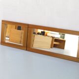 Pair of solid elm mirrors produced by the Regain group in 1980