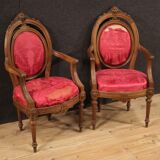 Pair of walnut armchairs from XIXth century