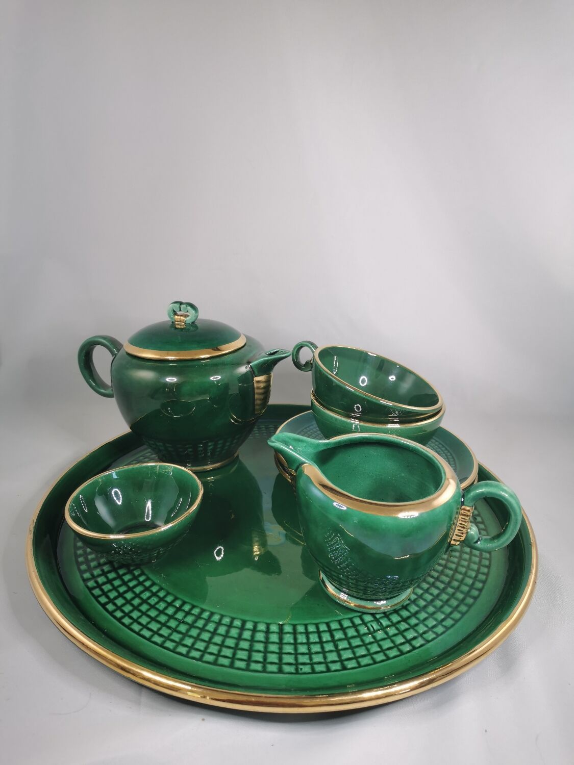 Service à thé DUO, Saint Clément, Vintage, vert