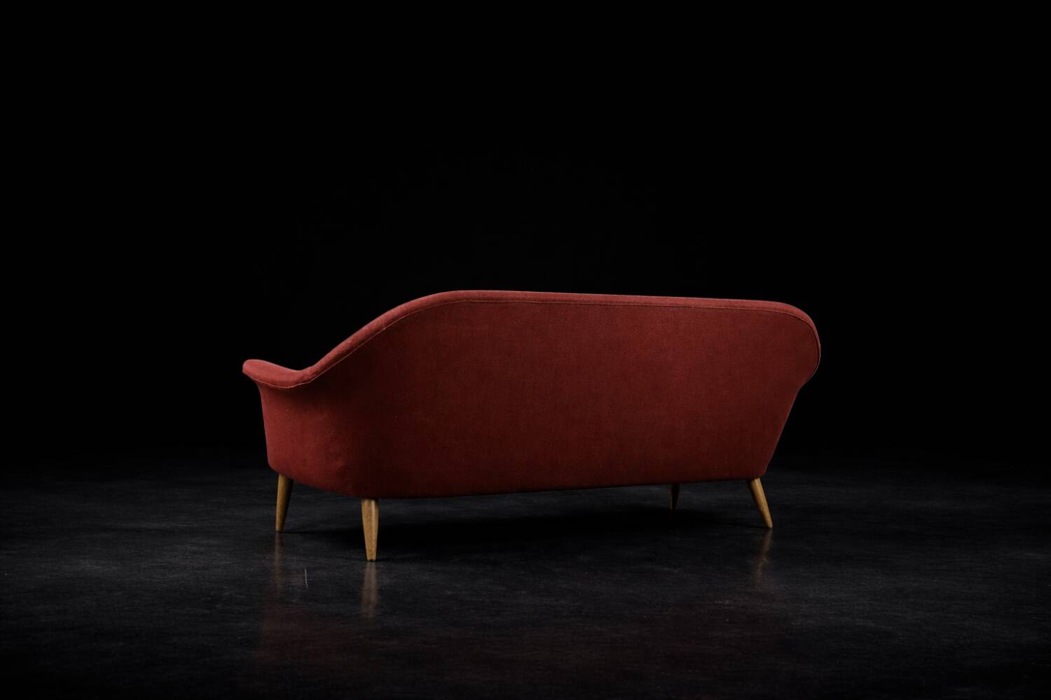 Vintage Mid-Century Scandinavian Modern 3-Seater Red Sofa