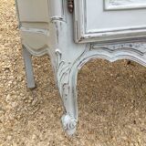 Louis XV style sideboard in cherry wood, revamped with Versailles parquet flooring
