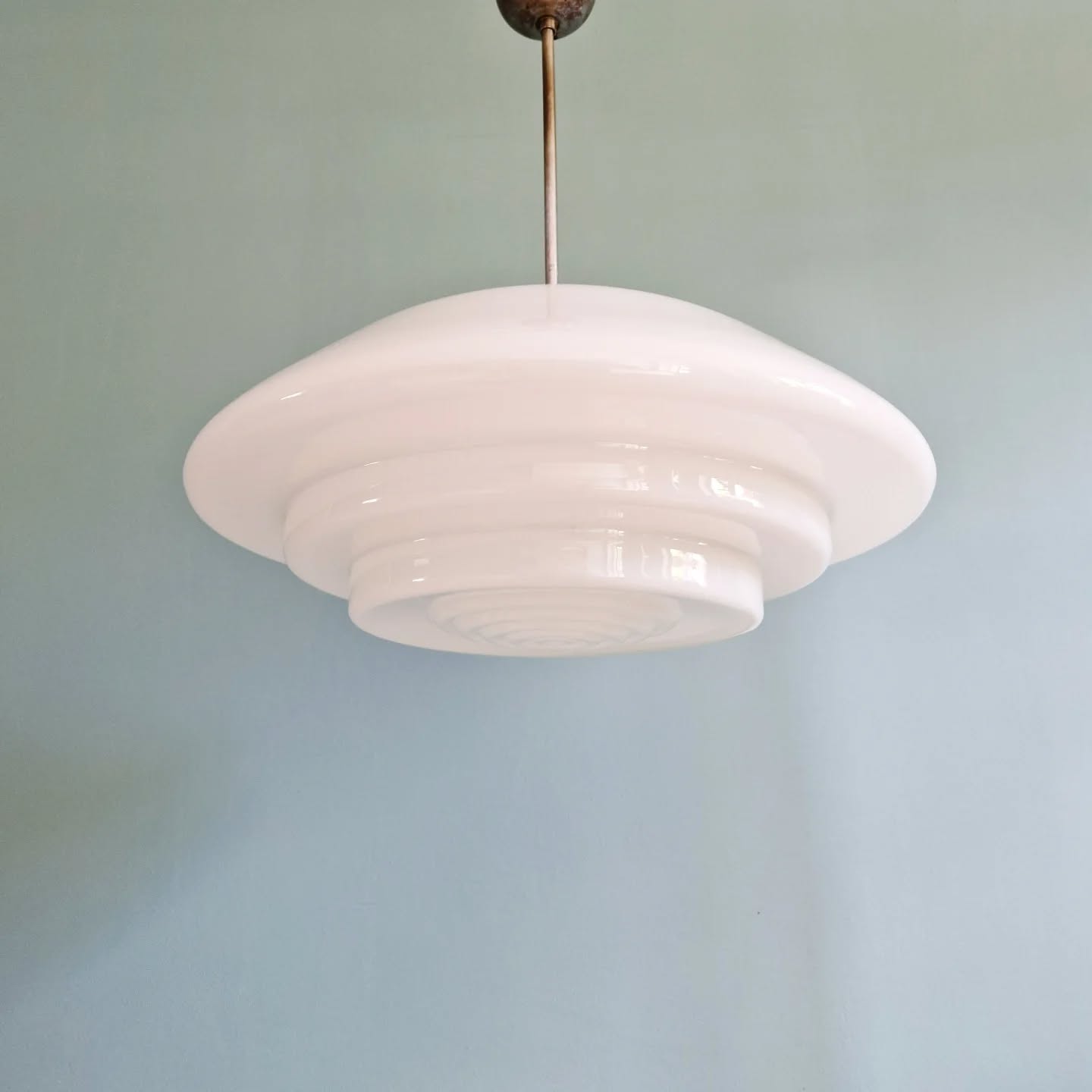 Bauhaus XXL suspension in white opaline, 1930s