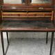 Cylinder desk in mahogany and mahogany veneer, Louis XVI style, 19th century.