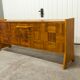 Meuble bar artisanal en bois et céramique orange 1970