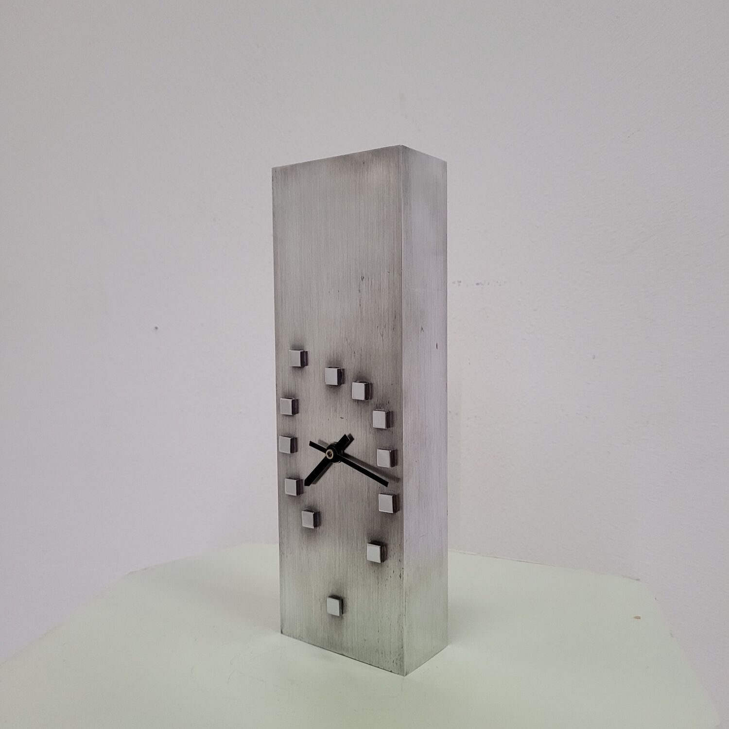 Vintage aluminum table clock from the 70s
