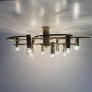 Leola sculptural brass 12-light ceiling or wall flush mount, 1970s