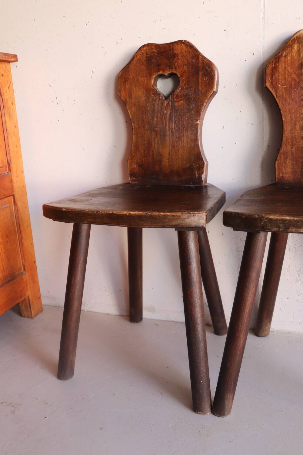 Pair of antique Alsatian wooden chairs