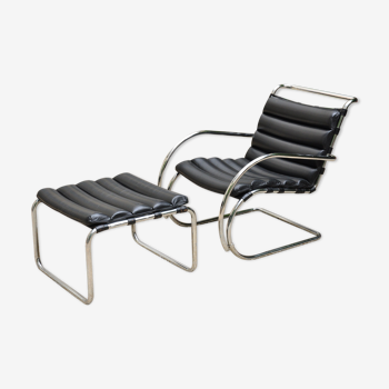 Armchair and footrest by Mies Van Der Rohe for Knoll