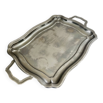 Vintage large serving platter in stainless steel 18/10