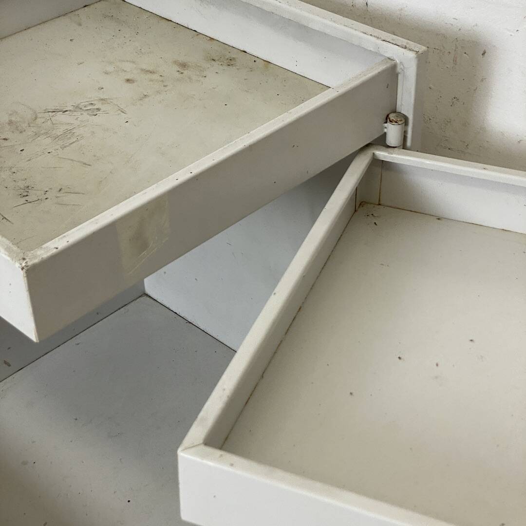 Vintage gray metal architect's trolley, Bieffe Padova style