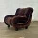 Fauteuil vintage italien en velours marron foncé