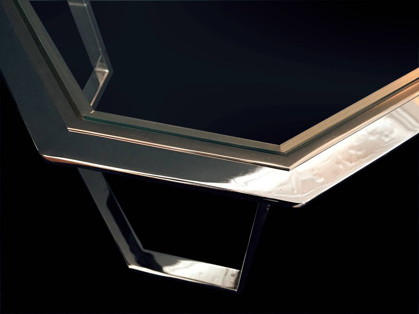 Vintage metal chrome and gold coffee table