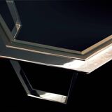 Table basse vintage metal chrome et doré