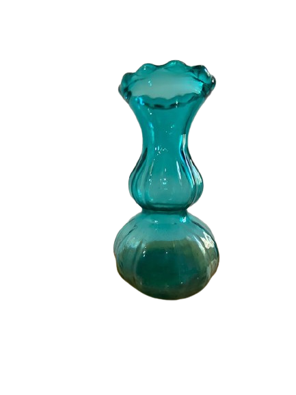 Vase bleu turquoise en verre poli