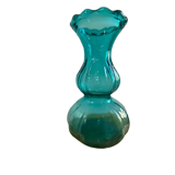 Vase bleu turquoise en verre poli