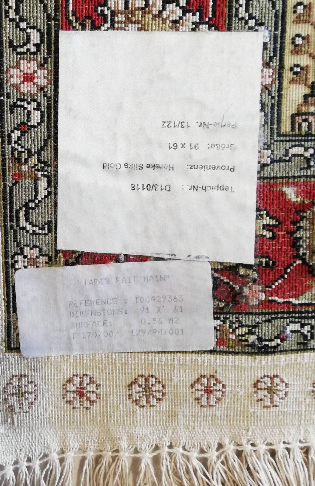 Hereke silk and gold thread carpet