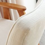 Vintage armchair in natural ecru linen, model 366