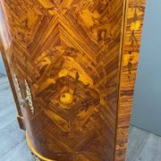 Corner display case in marquetry, 20th century