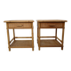 Pair of woven wicker and bamboo bedside tables, 70s/80s.