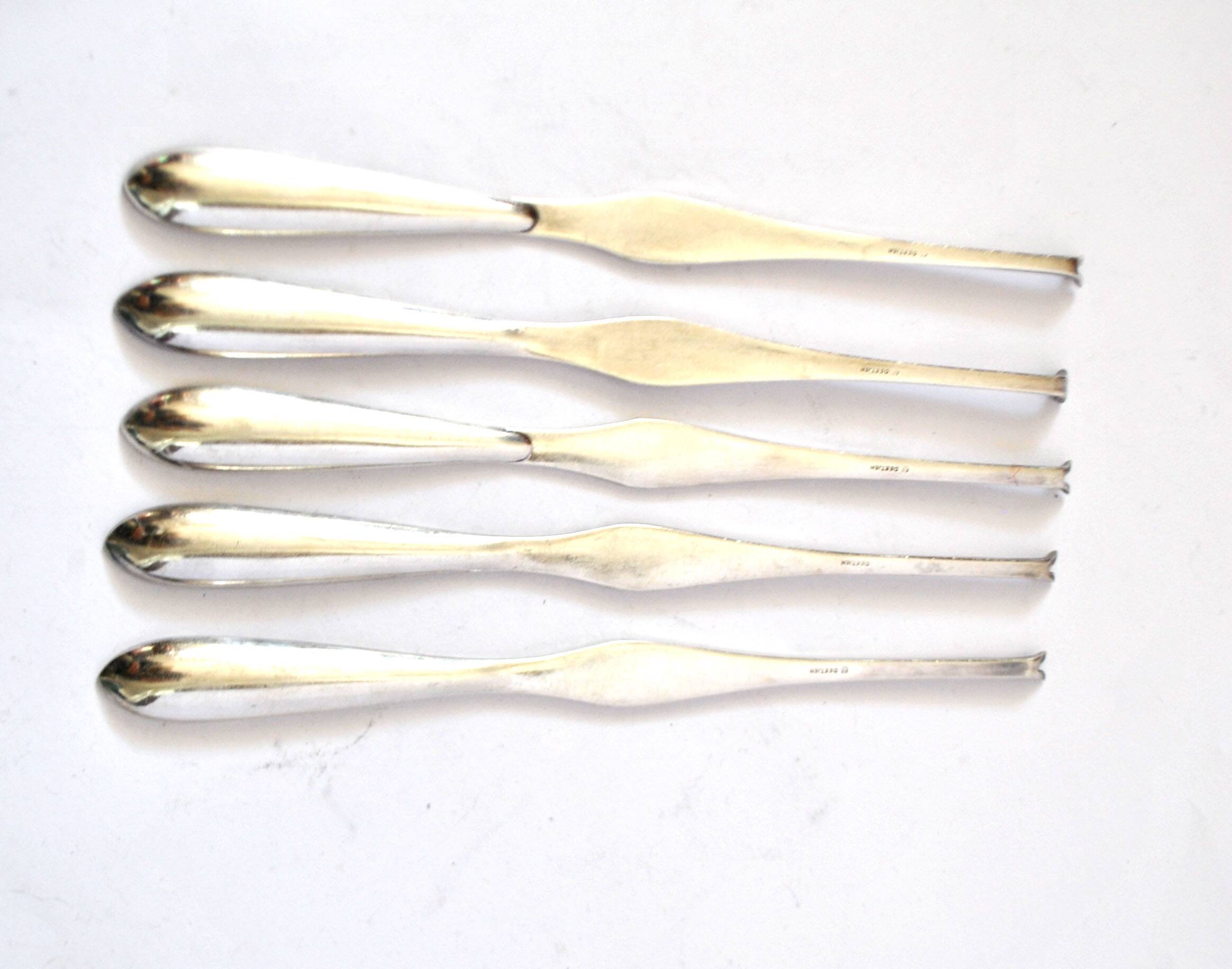 DEETJEN Set of 5 silver-plated lobster picks with pearl handle