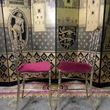 Pair of Italian chiavari chairs in solid brass