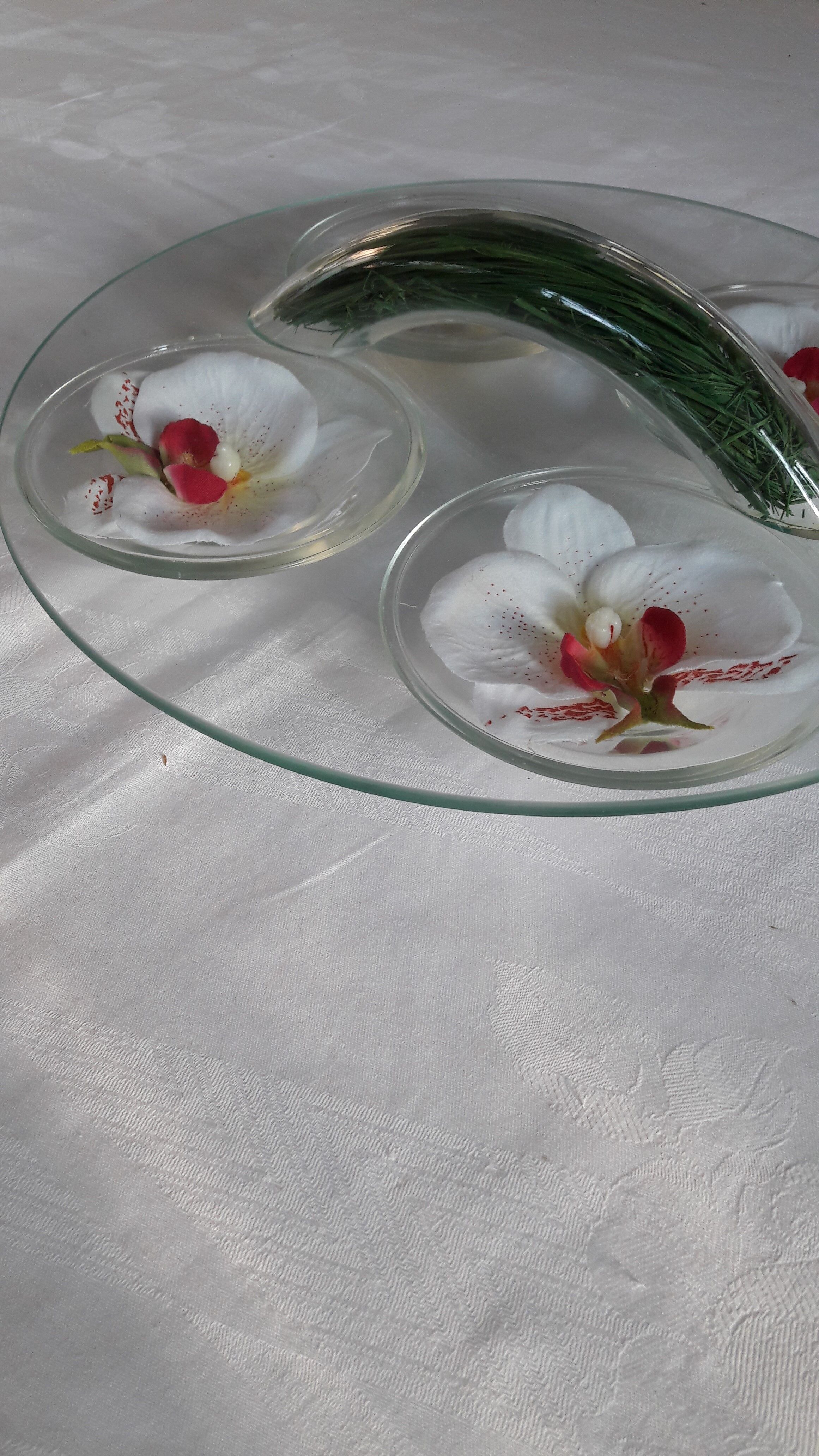 Cheese platter glass decoration orchids