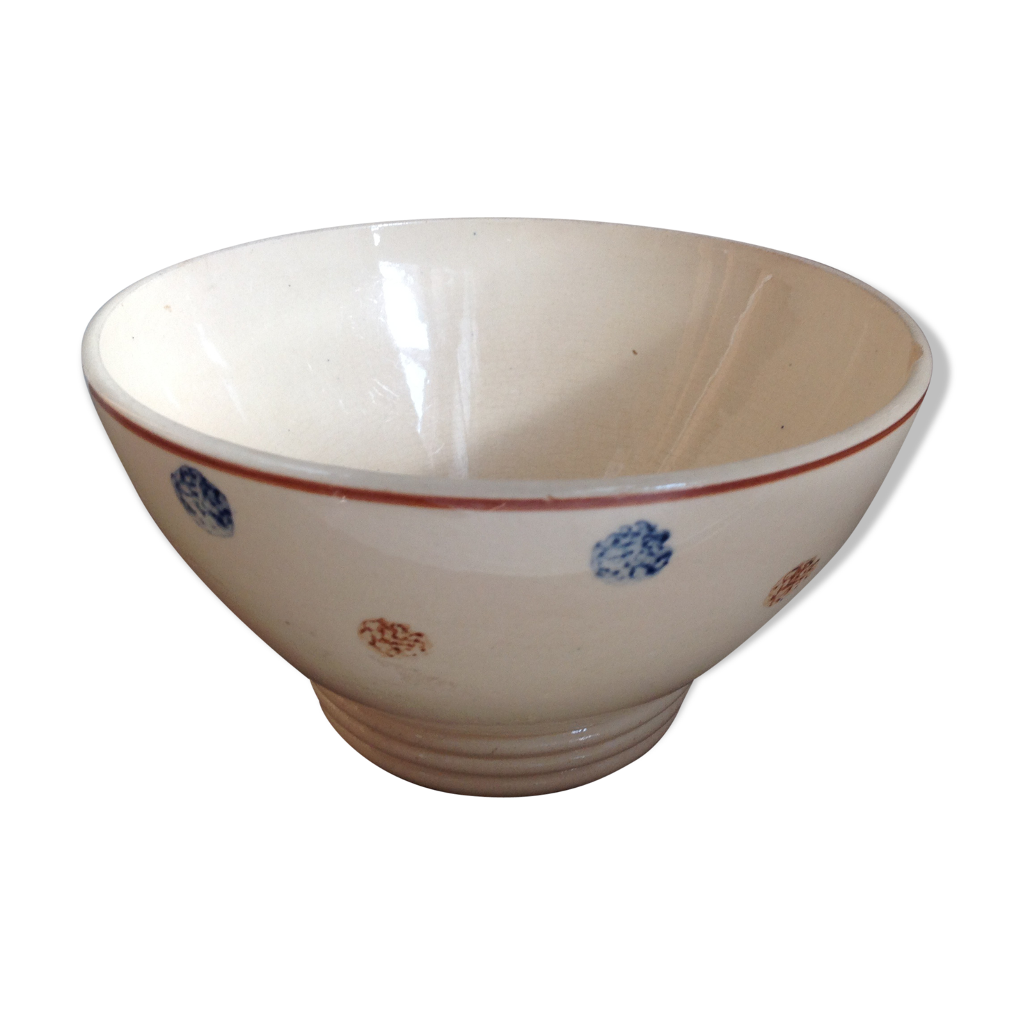 Old pea Bowl and edging Brown Sarreguemines/vintage years 50-60
