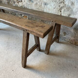 Pair of small antique solid wood benches