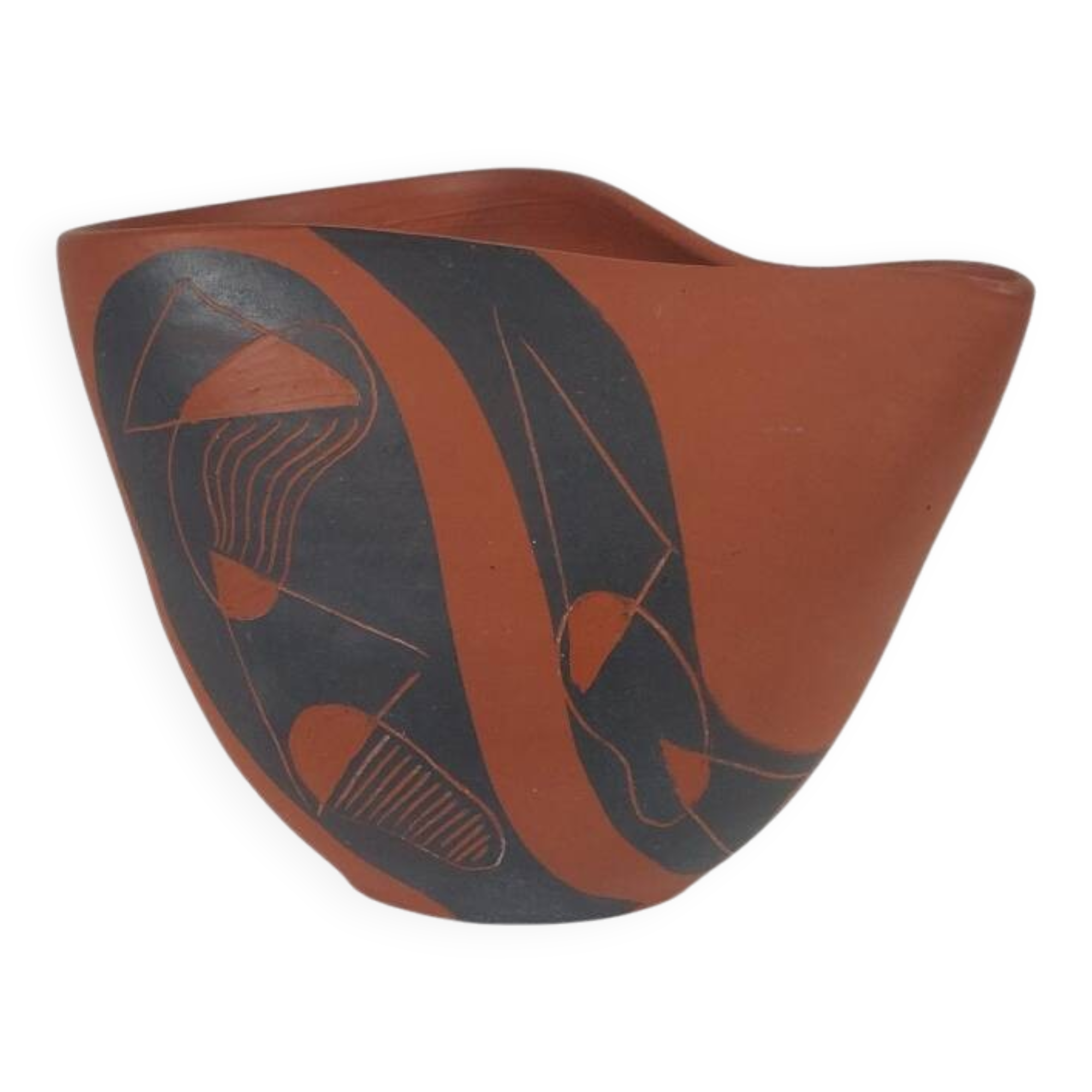 Vintage sgraffito decor ceramic vase Rudi Stahl Germany 1950s