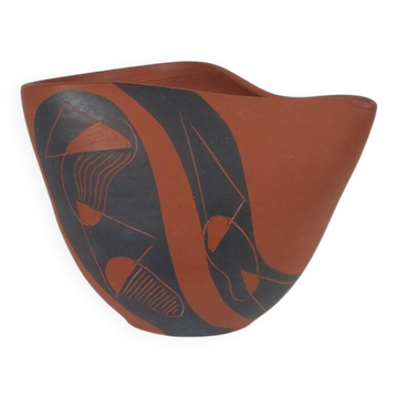 Vase vintage en céramique à décor sgraffito, Rudi Stahl, Allemagne, années 1950