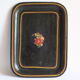 Black toleware painted metal serving tray 19th century