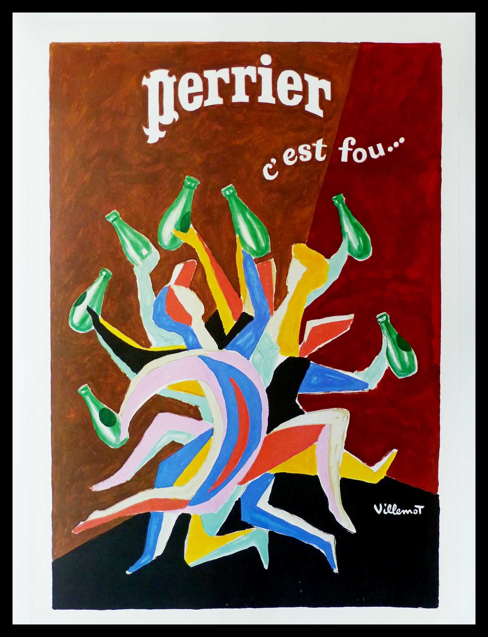 Original antique advertising poster Perrier c'est fou La danse Villemot 1979