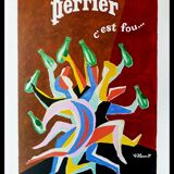 Affiche publicitaire ancienne originale  Perrier c’est fou La danse Villemot 1979