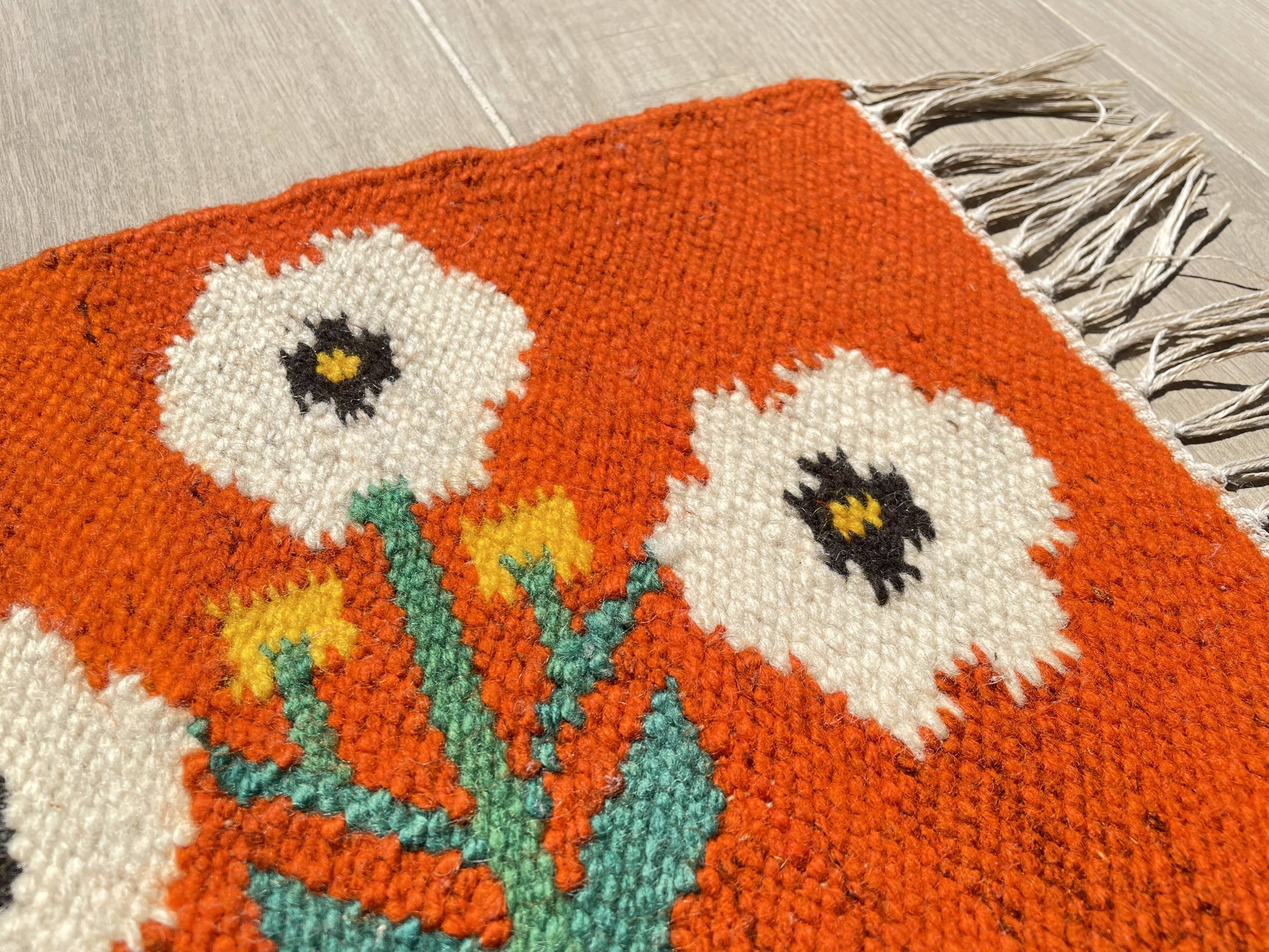 Carpet rolakan in wool decoration tulips 46cm x 25cm