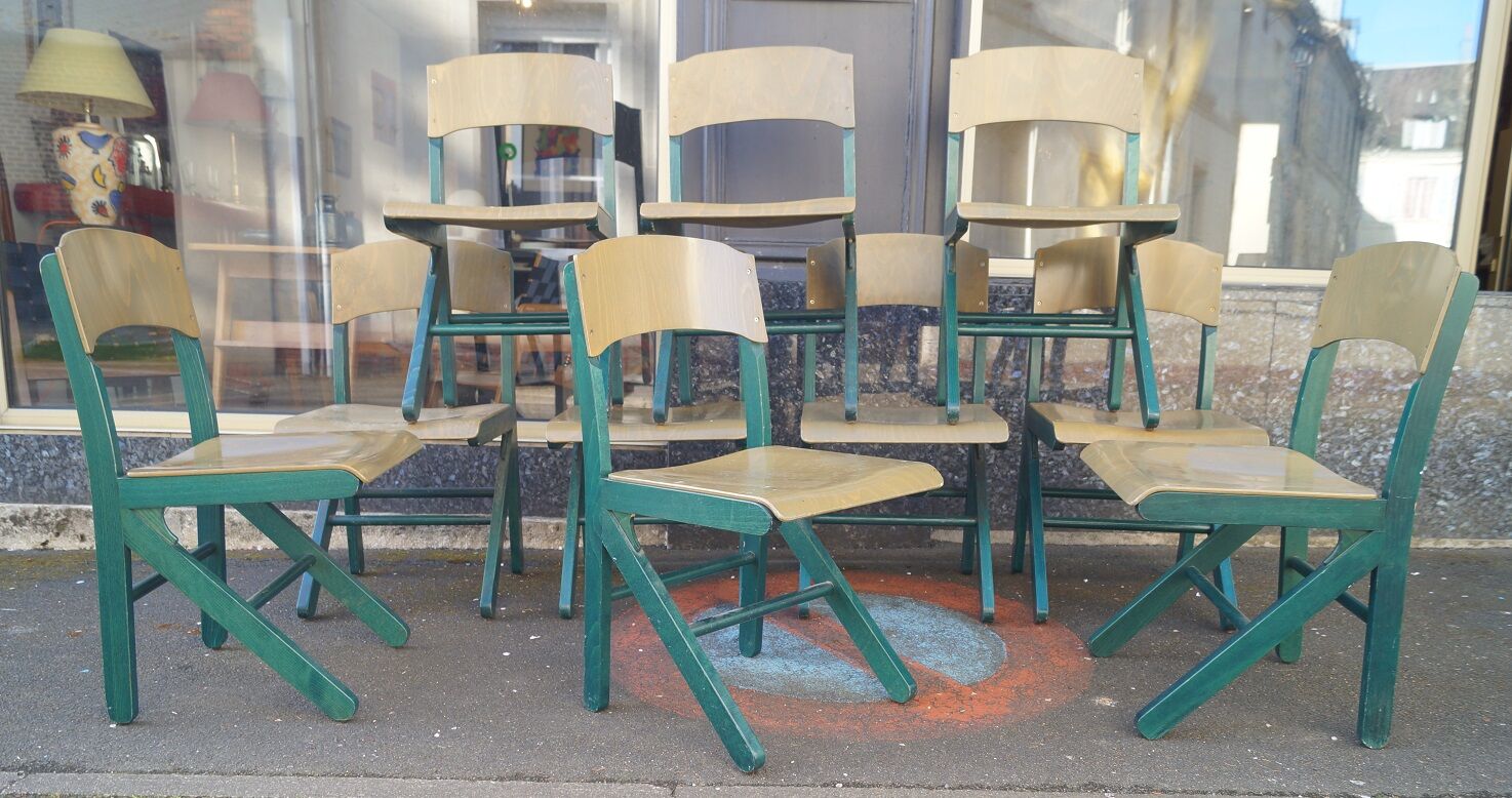 Set of 10 Bauman chairs 1980