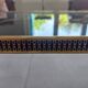 Japanese patterned coffee table, tapered legs and brass, vintage.
