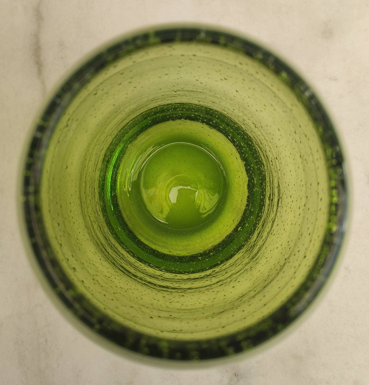 Vintage green bubble glass cylindrical vase - Scandinavian style