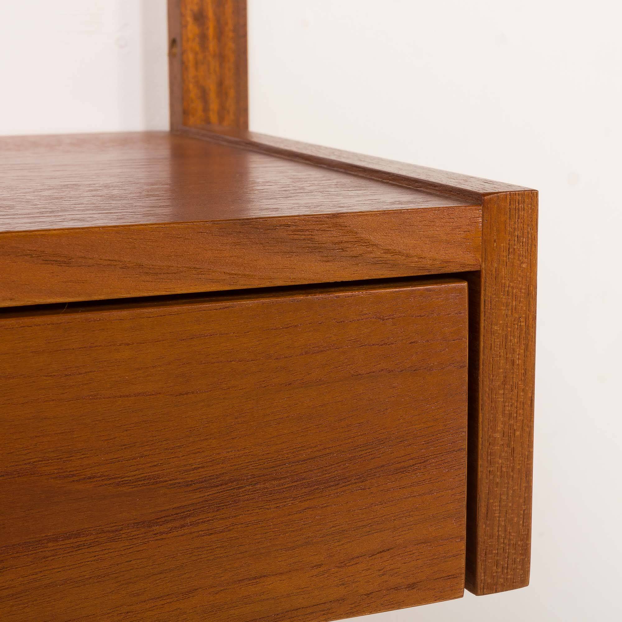 Scandinavian mid century teak wall unit with a console, 1960s