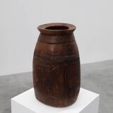 Rare Rustic wabi sabi style vase in solid wood, France 1800s