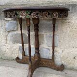 Console half moon carved wood 1970