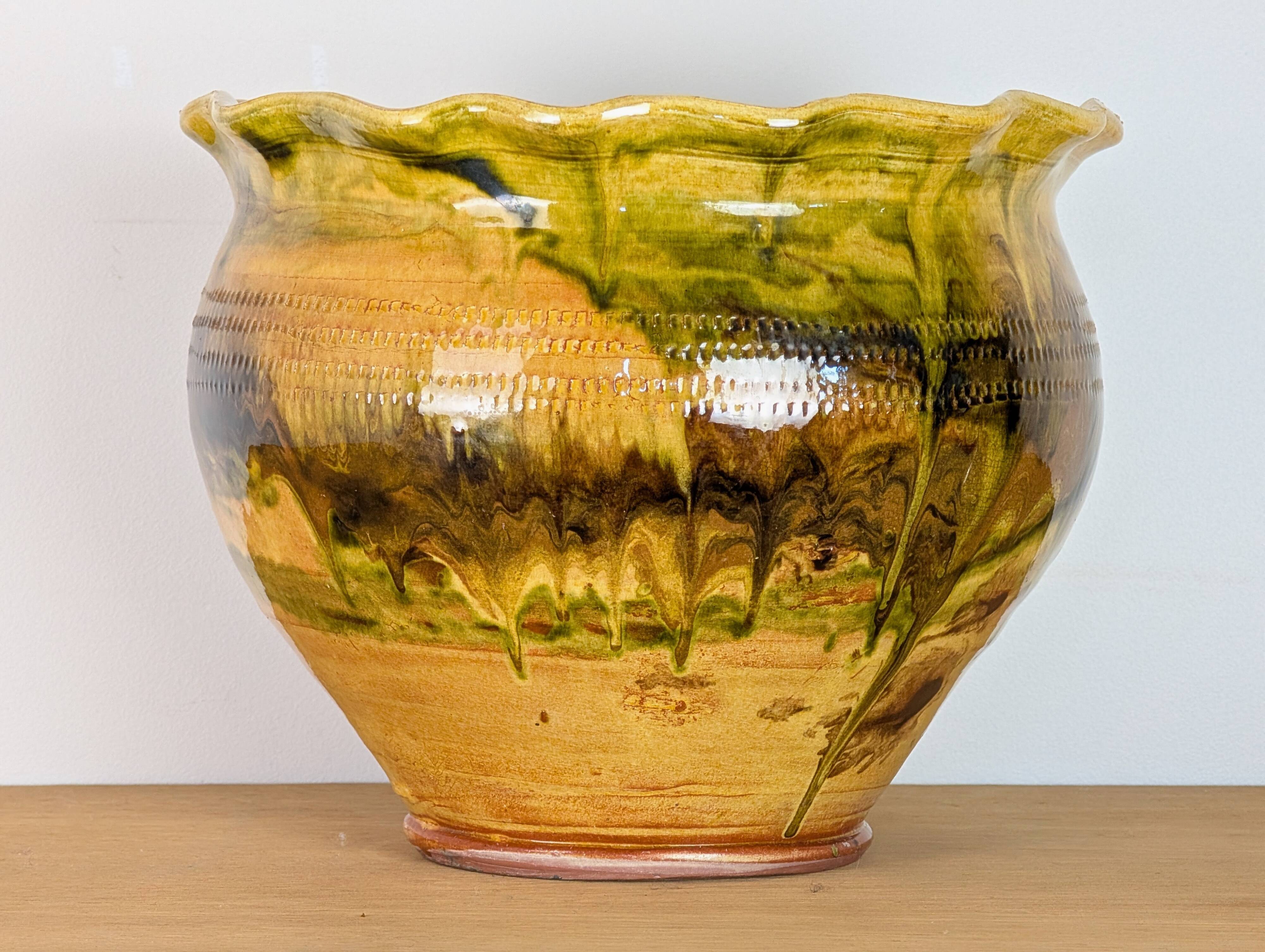 Glazed earthenware planter