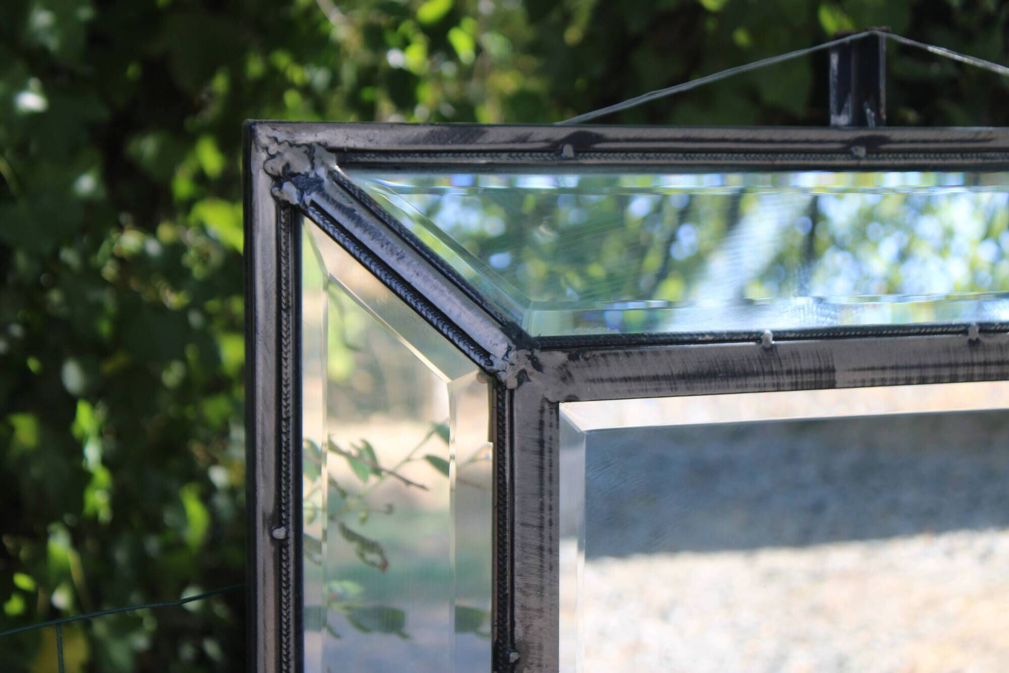 Miroir vintage en métal à parcloses – 5 glaces biseautées