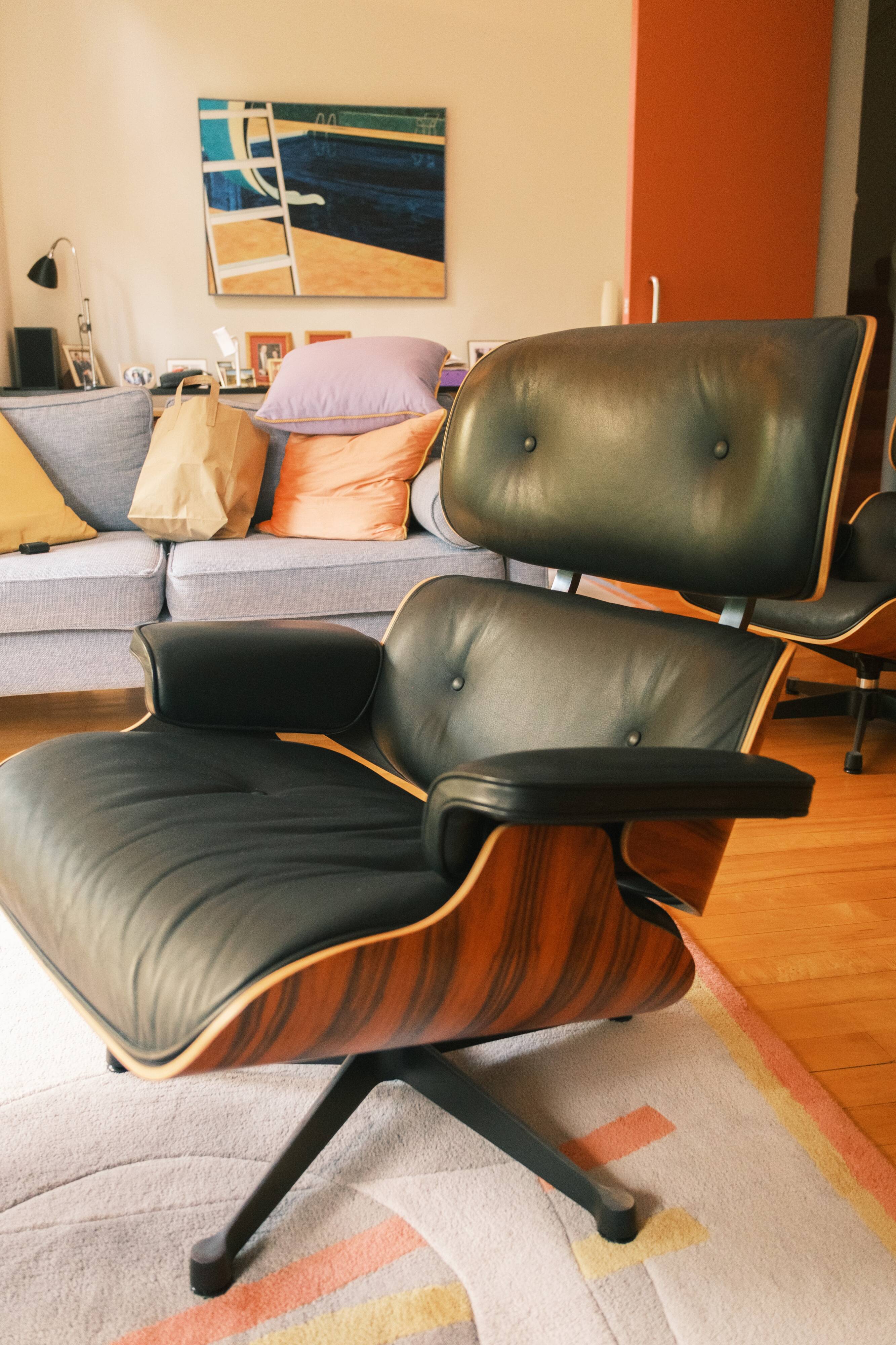The Eames Lounge Chair, designed by Charles and Ray Eames, 1980s.