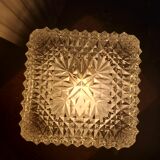 Square vintage ceiling lamp in molded glass