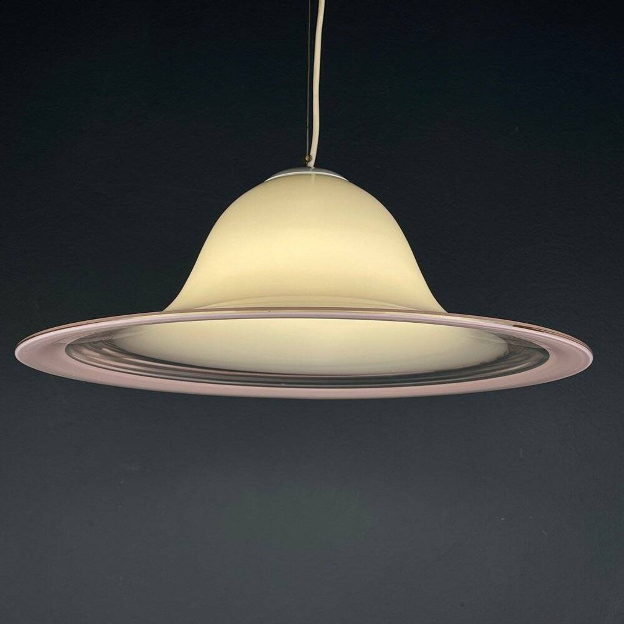 White and pink Murano glass pendant lamp, Italy, 1970s.
