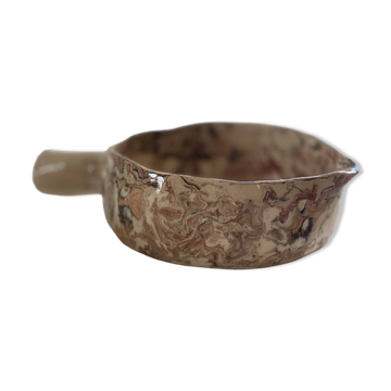 Handmade mixed ceramic saucepan