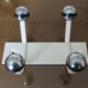 Wall coat rack 4 chrome hooks support in white lacquered metal 70s