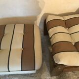 Vintage fireside chair and pouf circa 1980